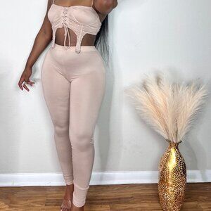 Blush Peony and black Two-Piece Set